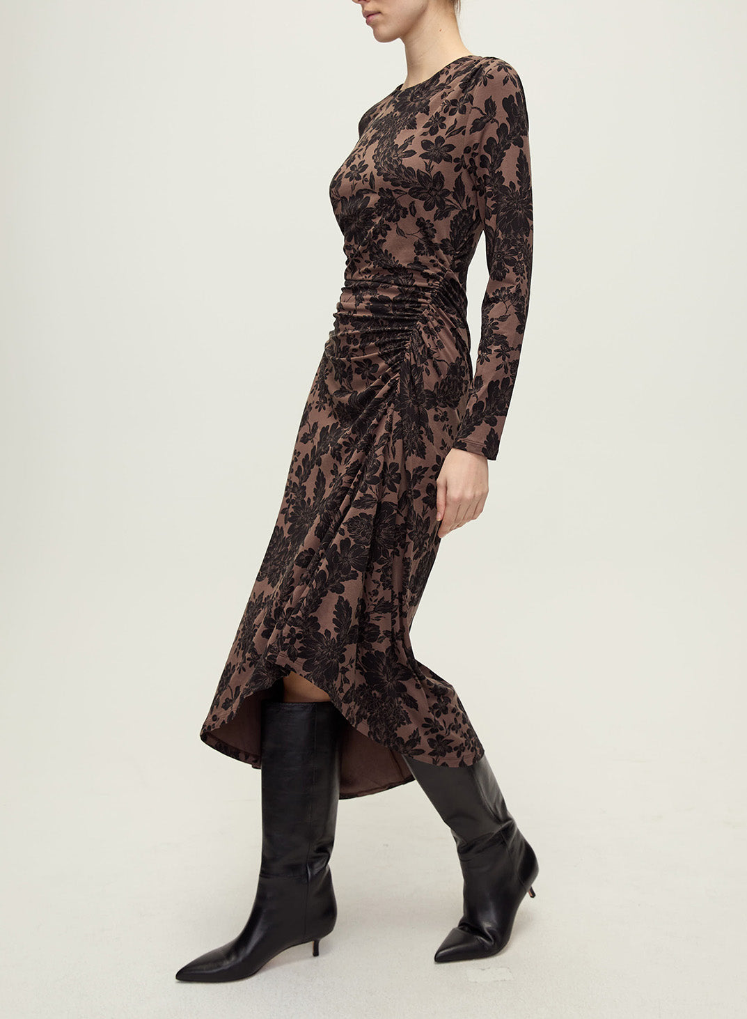 veronica beard long sleeve dress Veronica Beard Cromwell Printed long-sleeve Dress | Neutrals