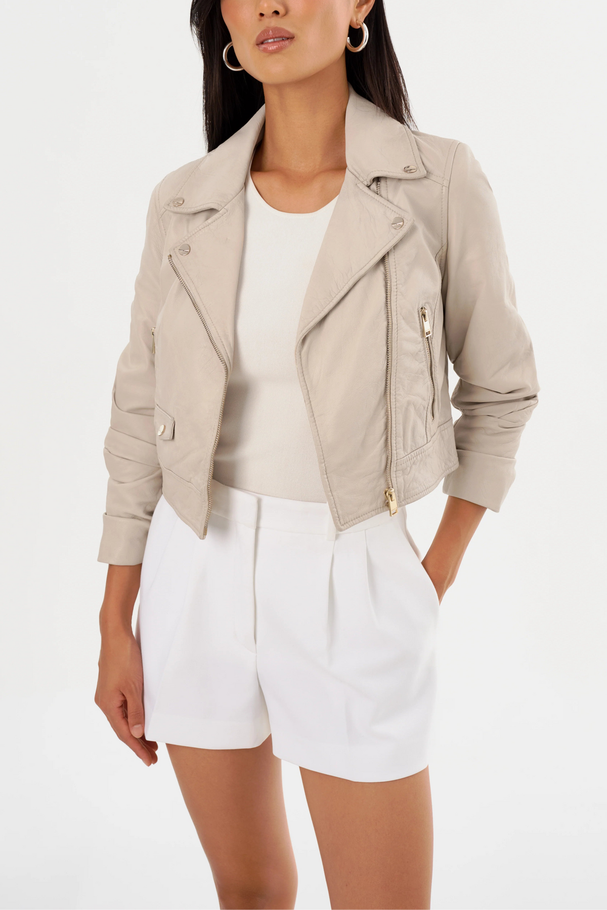Lamarque Ts Janika Cropped Leather Biker Jacket