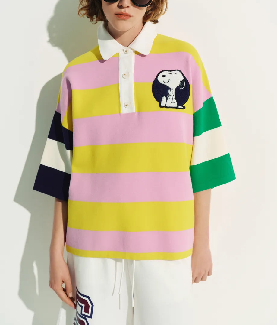 Essentiel Jice Striped Embo Snoopy Polo