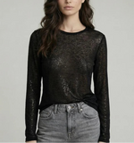 Majestic Lightweight Wool Sequin Crew Neck Top