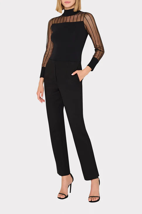 Milly Ts Krissy Sheer Knit Mock Neck Top