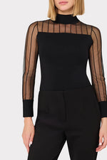 Milly Ts Krissy Sheer Knit Mock Neck Top
