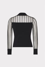 Milly Ts Krissy Sheer Knit Mock Neck Top