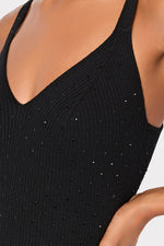 Milly Ts Rhinestone Knit Cami Midi Dress