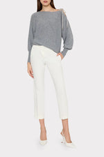 Milly Ts Ida Crystal Bow Cold Shoulder Sweater