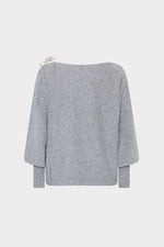 Milly Ts Ida Crystal Bow Cold Shoulder Sweater