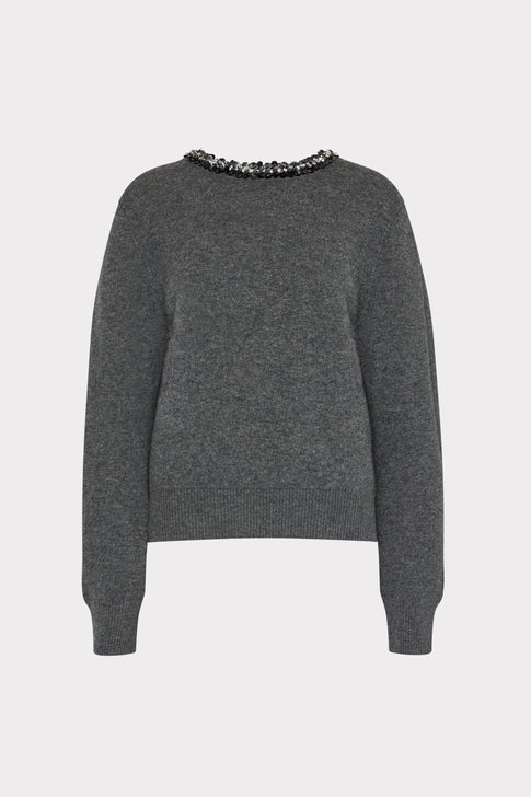 Milly Ts Embellished Crewneck Sweater