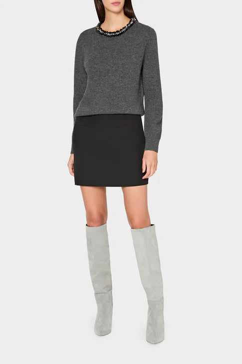 Milly Ts Embellished Crewneck Sweater