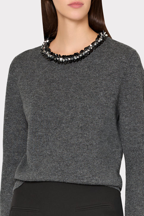 Milly Ts Embellished Crewneck Sweater