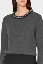 Milly Ts Embellished Crewneck Sweater