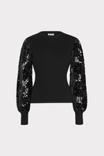 Milly Ts Velvet Lace Sleeve Sweater