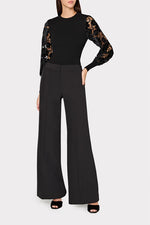 Milly Ts Velvet Lace Sleeve Sweater