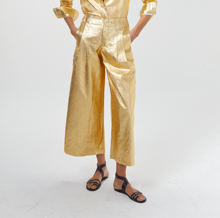 Lanhtropy Culotte Metallic Linen Pants