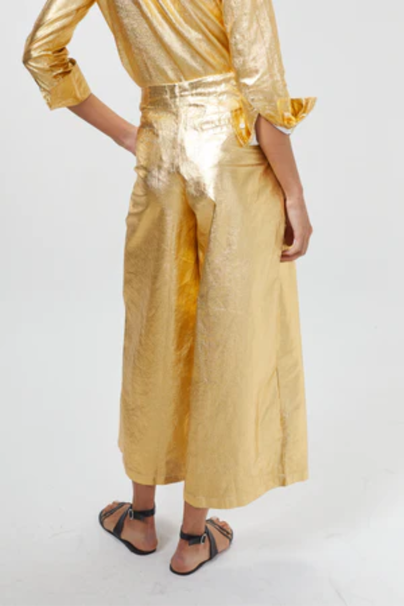 Lanhtropy Culotte Metallic Linen Pants