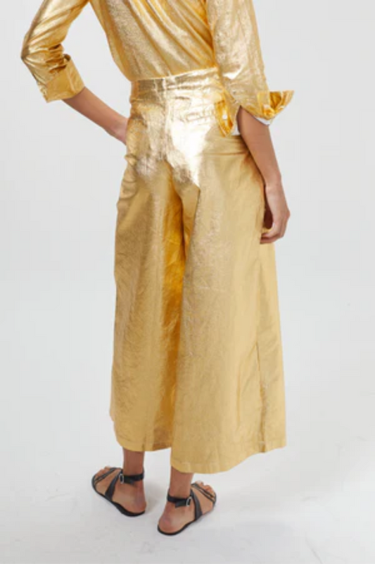 Lanhtropy Culotte Metallic Linen Pants