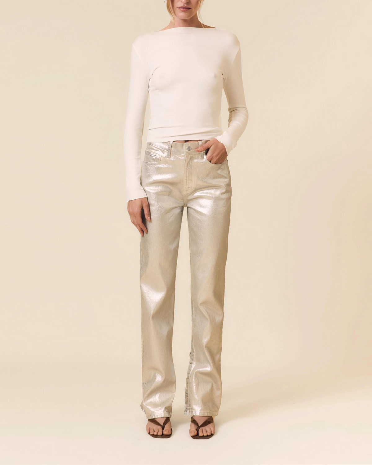 Le Jean 90's Straight Leg Jeans WIth Splits