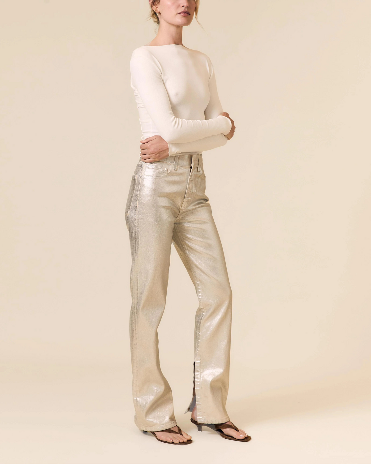 Le Jean 90's Straight Leg Jeans WIth Splits