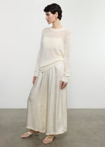 Enza Costa TS Linen Open Knit L/S Crew Neck Top