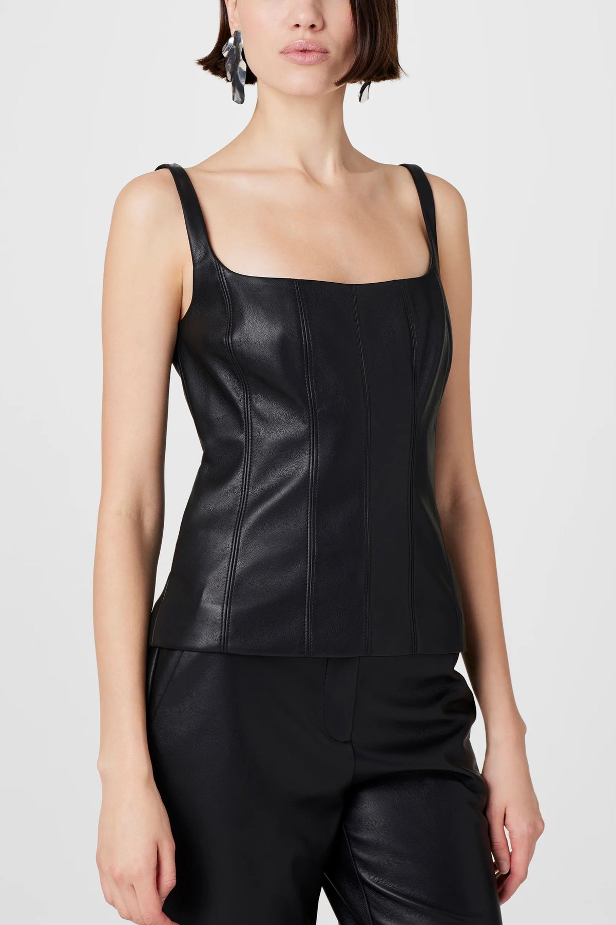 Toccin Linda Vegan Leather Tie Front Corset