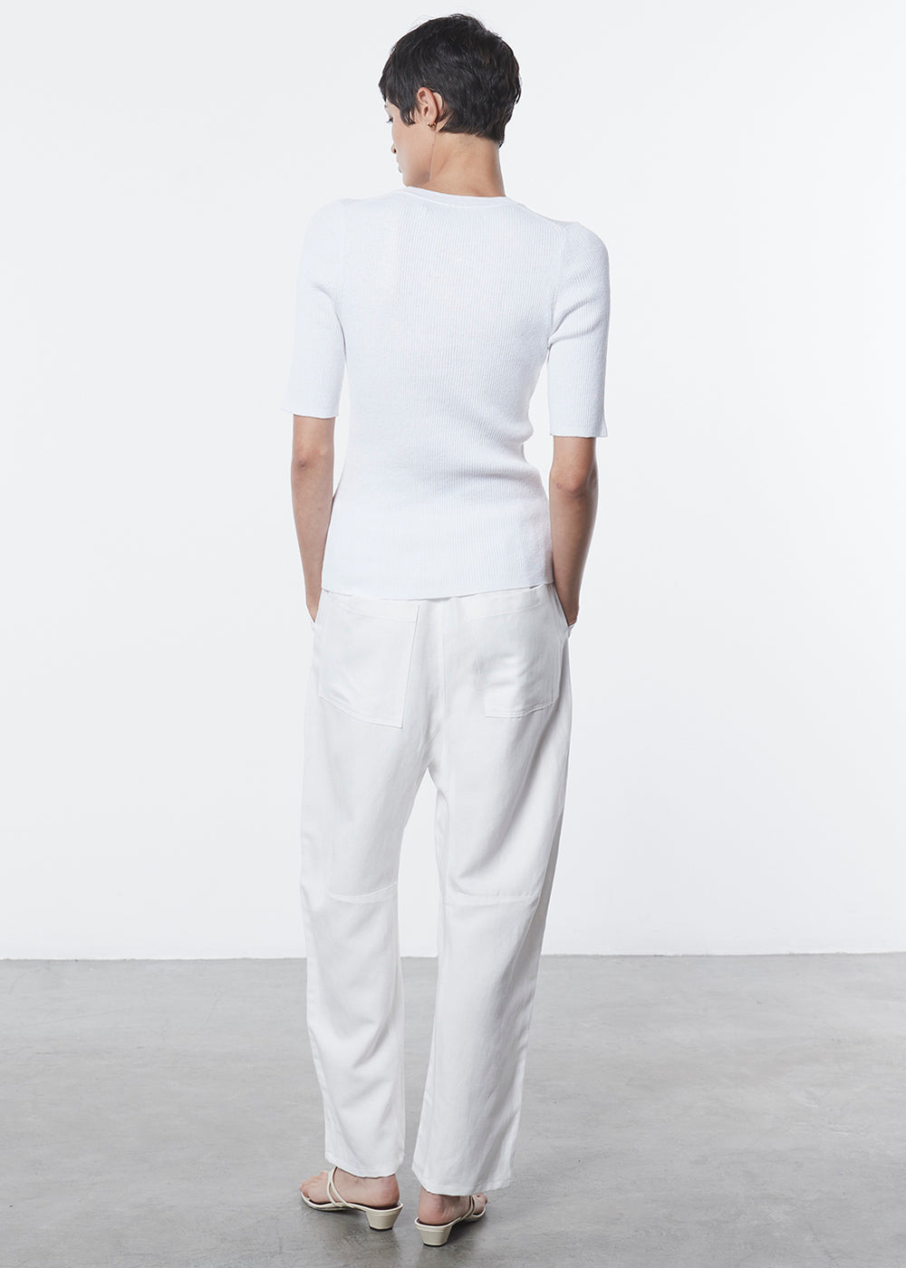 Enza Costa Linen Knit Half Sleeve Crew