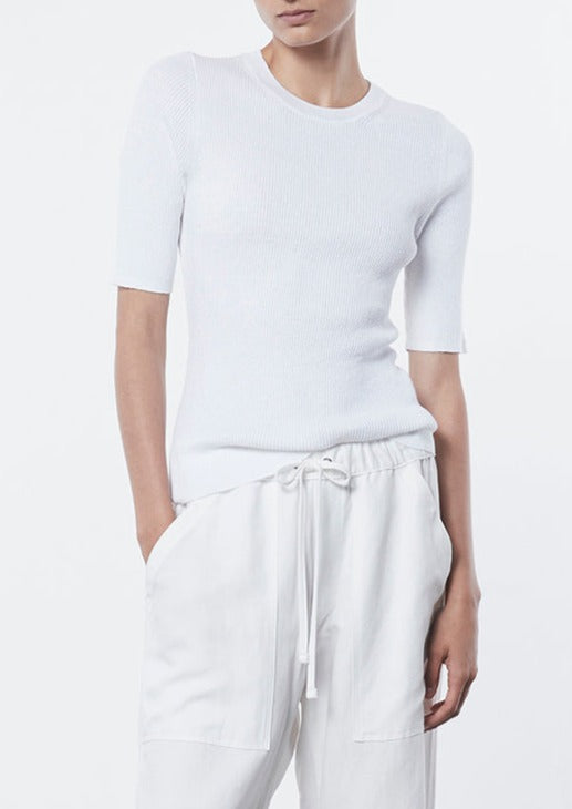 Enza Costa Linen Knit Half Sleeve Crew