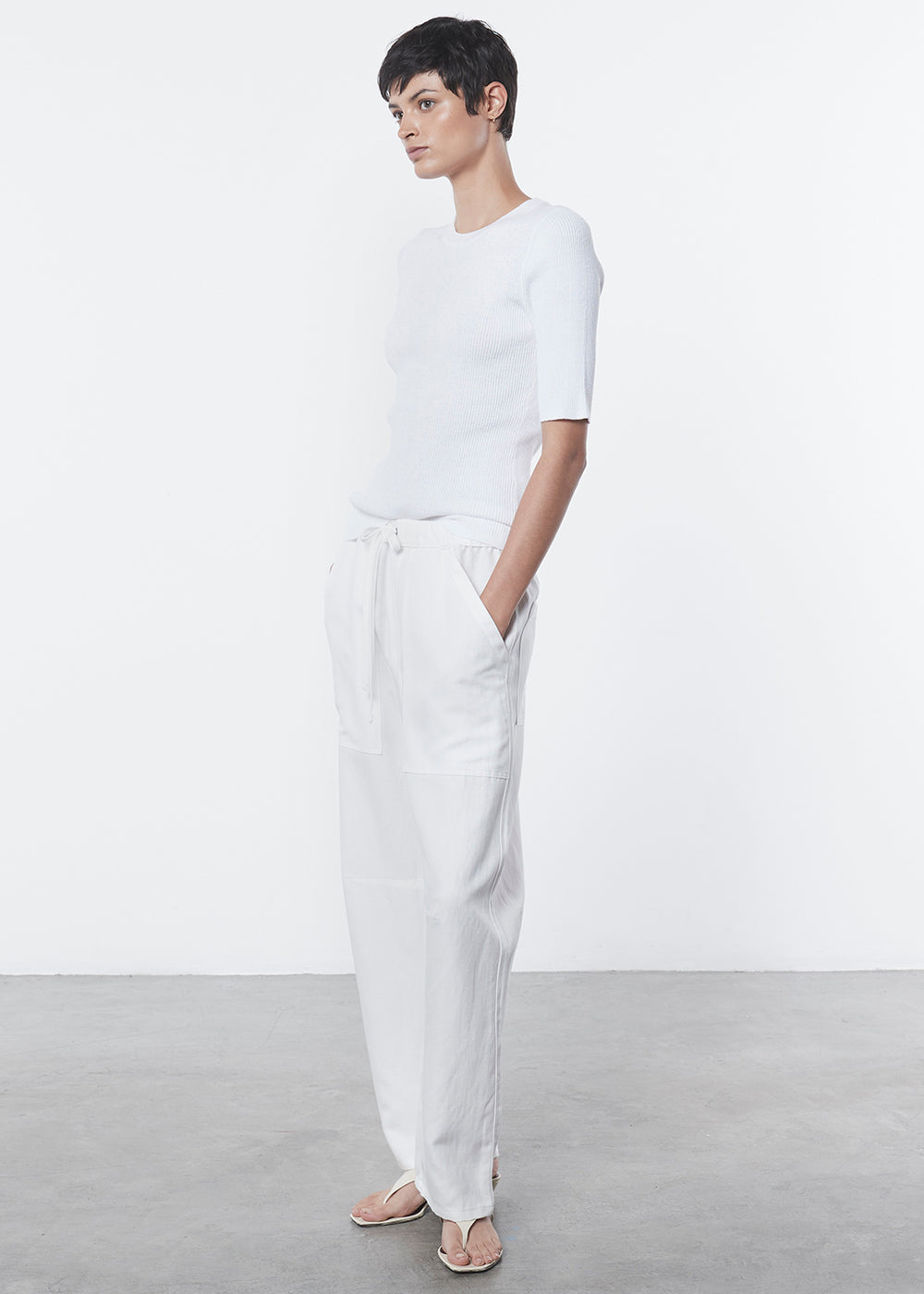 Enza Costa Linen Knit Half Sleeve Crew