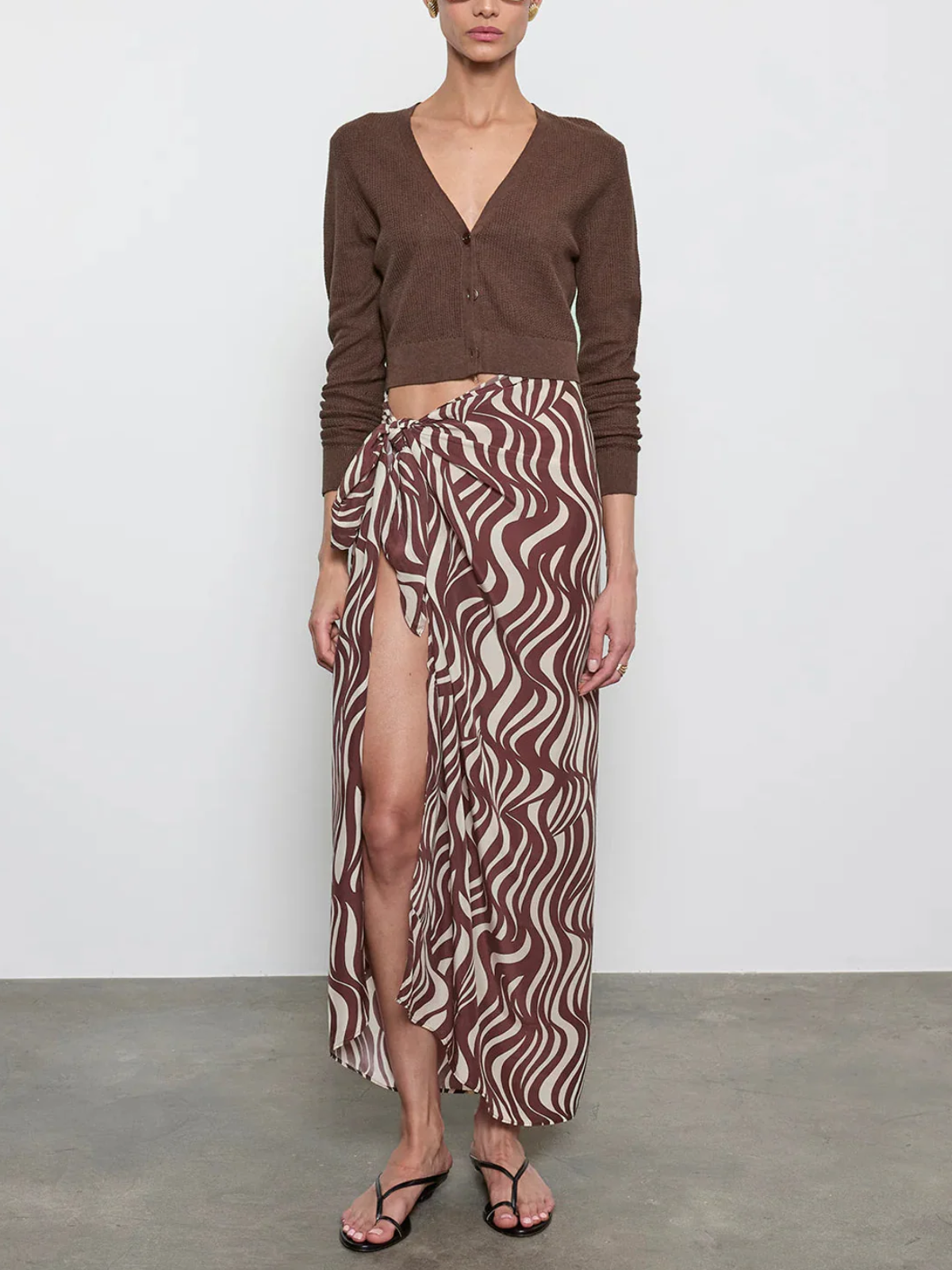 Enza Costa Linen Cropped V-Neck Cardigan