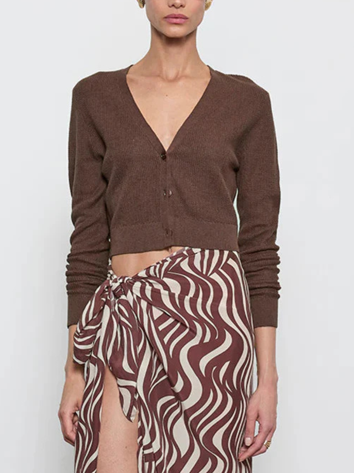 Enza Costa Linen Cropped V-Neck Cardigan