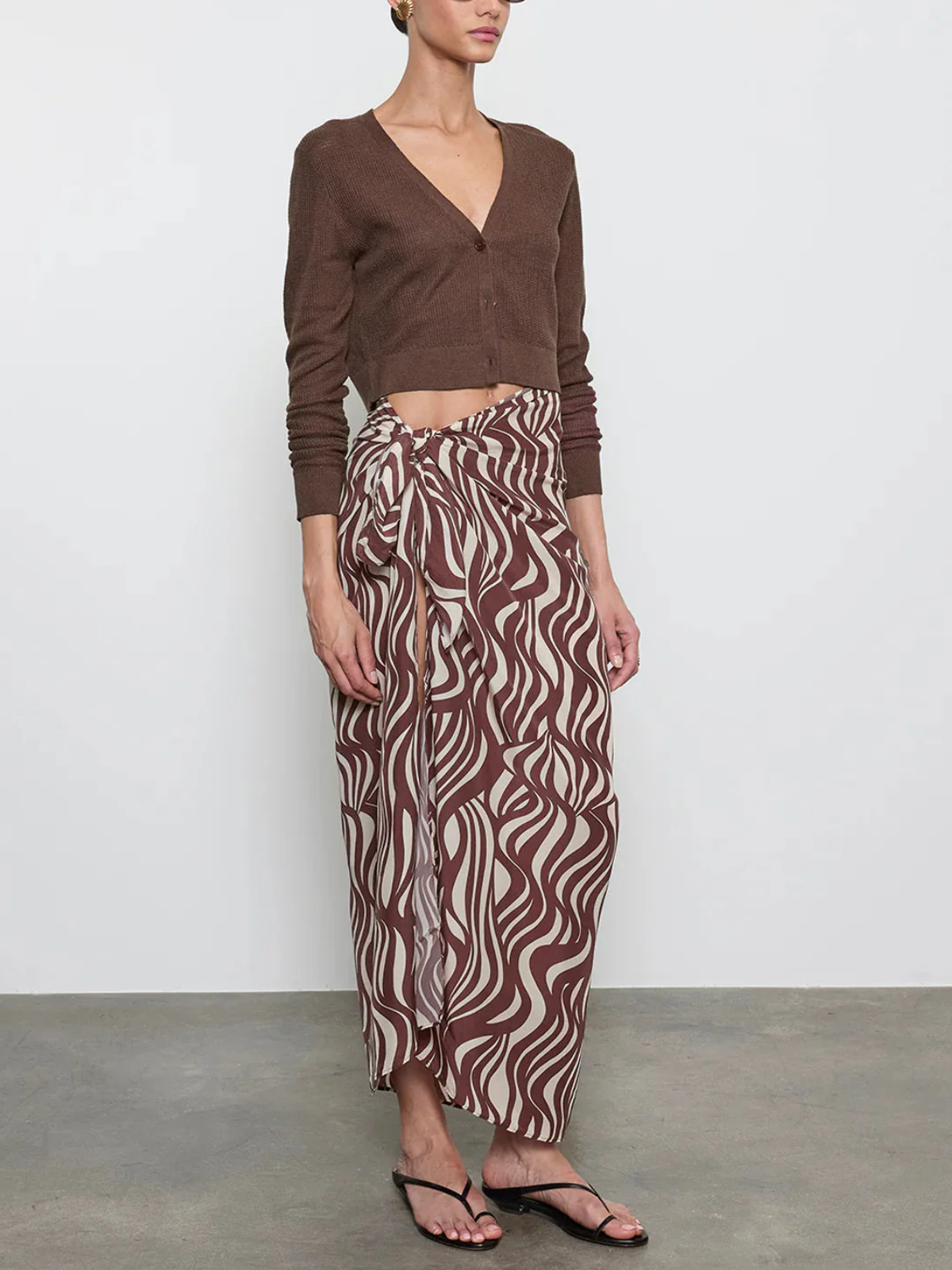 Enza Costa Linen Cropped V-Neck Cardigan