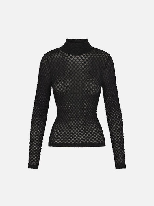 FRAME Mesh Lace Turtleneck