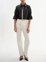 Lamarque Carolina Ruffle Sleeve Leather Jacket_CAROLINABLK