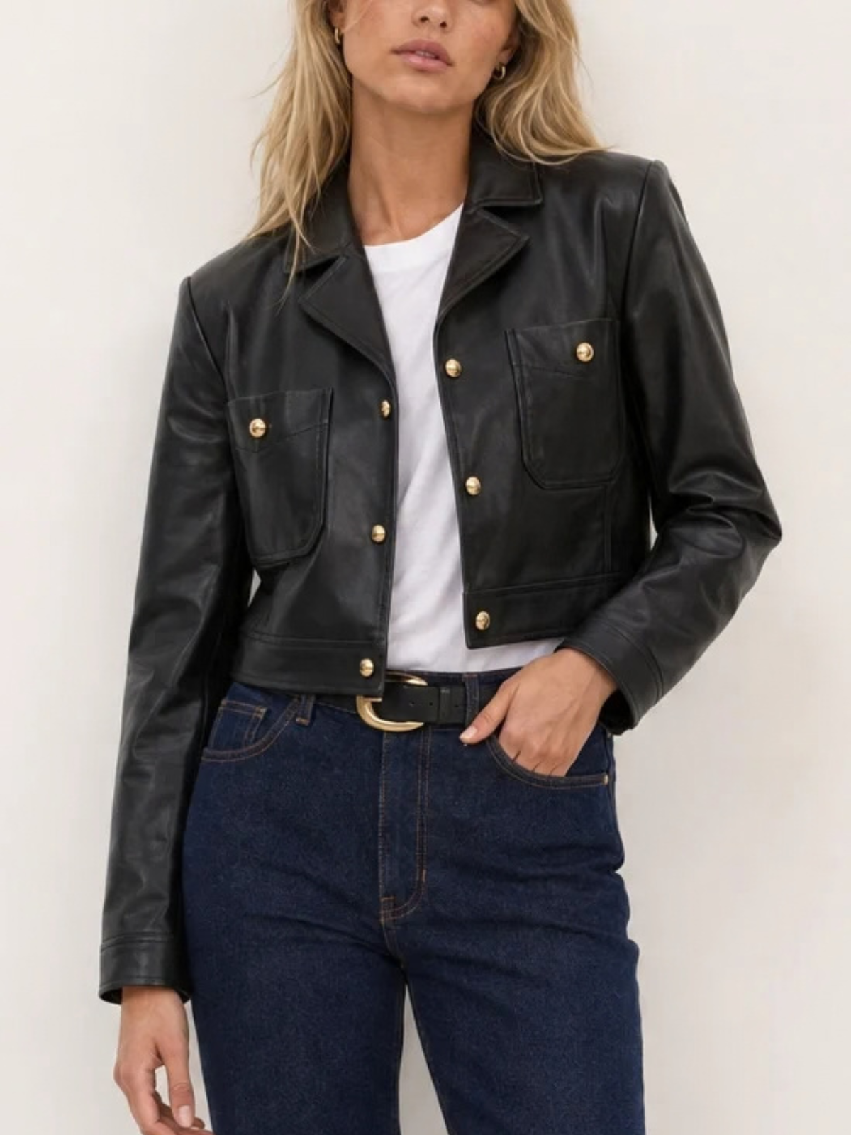Lamarque Lorena Cropped Leather Jacket_LORENA