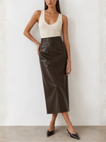 Lamarque Maylor High Waisted Faux Leather Midi Skirt_MAYLOR