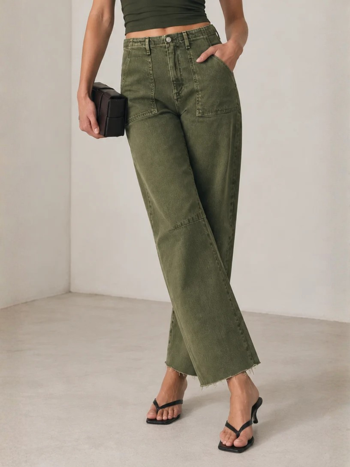 Le Jean Utility Soft Barrel W384-221-OLIVE