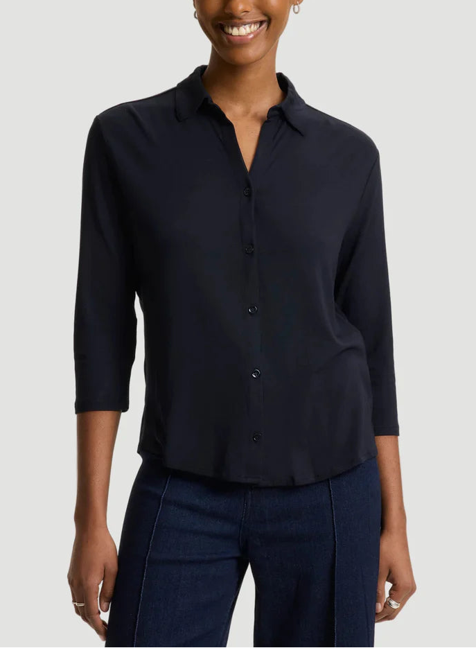 Majestic Soft Touch 3/4 Sleeve Semi Relaxed Shirt