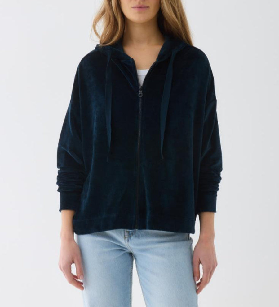 Majestic Filatures Velour Zip Front Hoodie