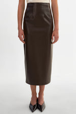 Lamarque Maylor High Waisted Faux Leather Midi Skirt
