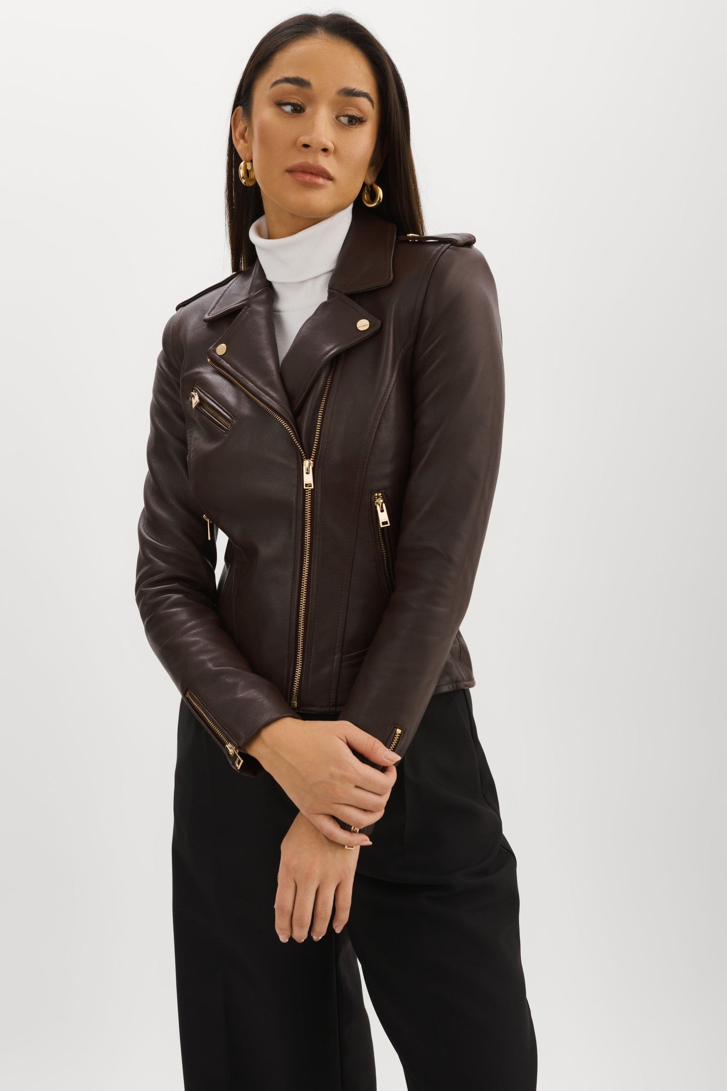 Lamarque Mellie Leather Biker Jacket – Gallery Couture