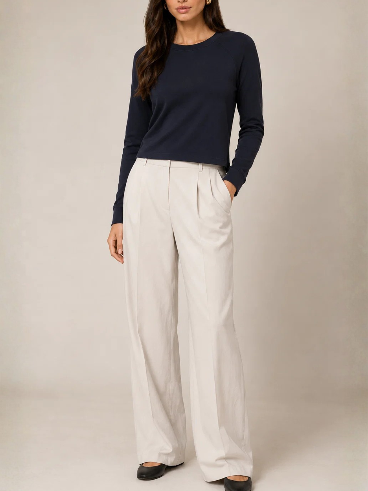 Majestic Filatures French Terry Crop Long Sleeve Crewneck_M004FSW147