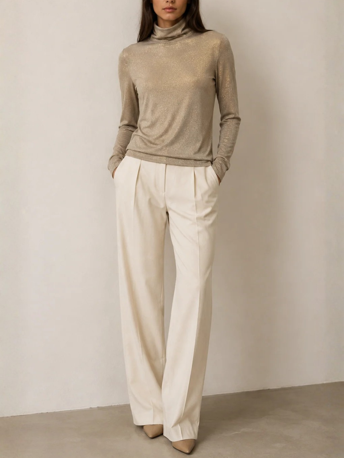 Majestic Filatures Soft Touch Metallic Long Sleeve Turtleneck_M014FTS011