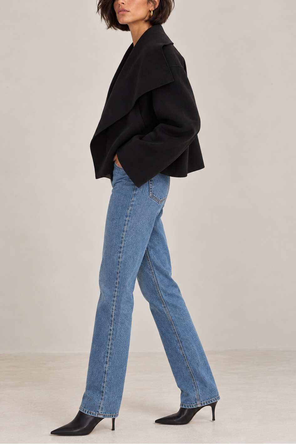 Lamarque Luisa Cropped Cascade Collar Jacket