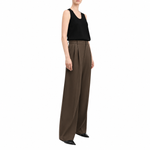 Derek Lam Crosshatch Stretch Twill Suiting Double Pleat Wide Leg Pant