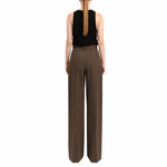 Derek Lam Crosshatch Stretch Twill Suiting Double Pleat Wide Leg Pant