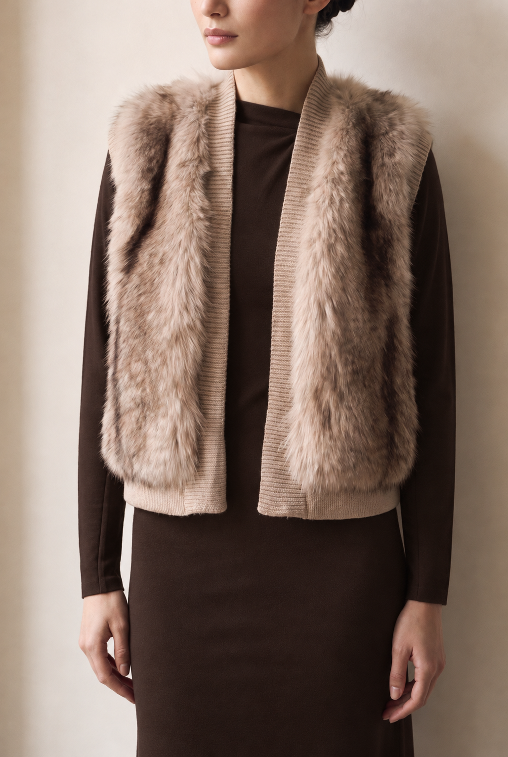 Frisson Faux Fox Knit Vest