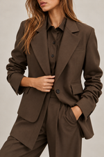 Derek Lam Crosshatch Stretch Single Breasted Blazer