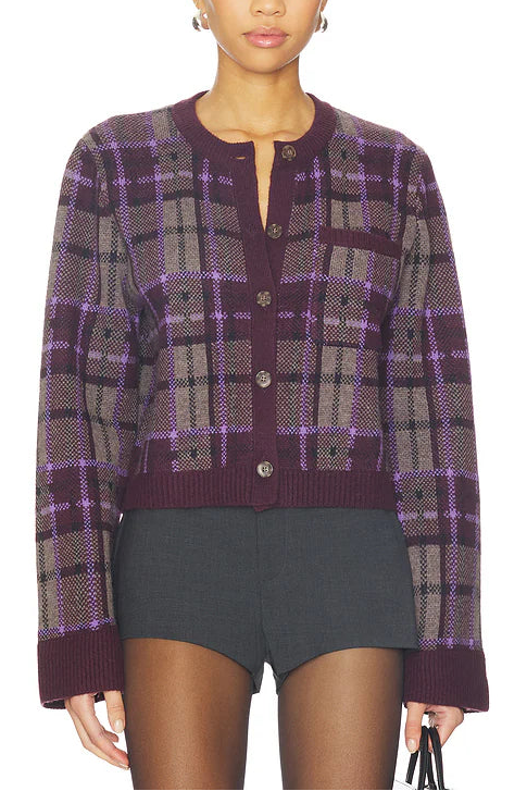 Naadam Luxe Plaid Jacquard Cardigan