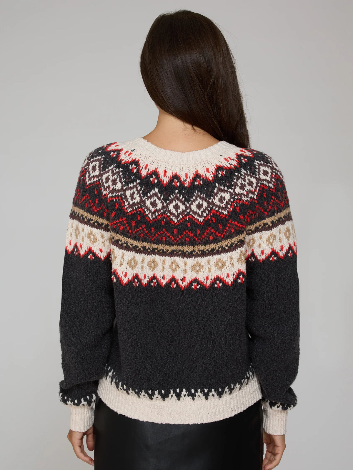Autumn Cashmere Chunky Fair Isle Crew Neck Sweater