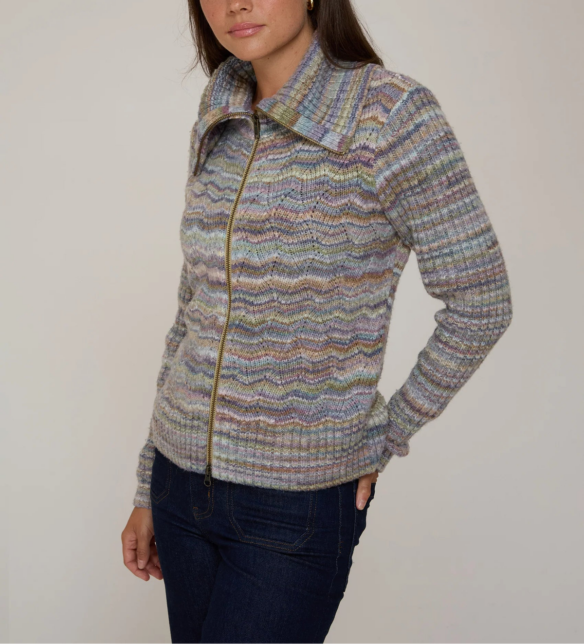 Autumn Cashmere Basketweave Zip Front Jacket