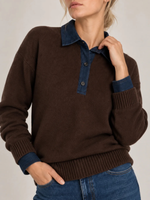 Naadam Cashmino Denim Mixed Media Polo NWCT007078
