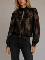 Ottodame Lace Mockneck Blouse_JCYDC5328